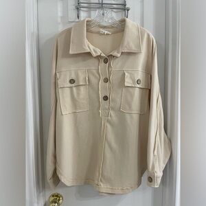 Heyson Oversized Cream Henley Shirt Size S